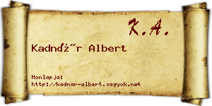 Kadnár Albert névjegykártya